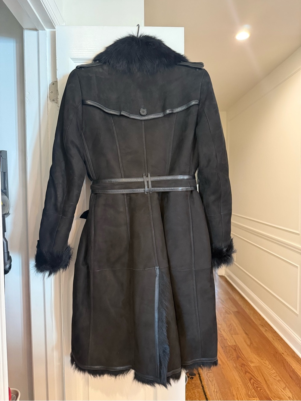 Burberry Black Shearling Trench Coat - Picture 2 of 10